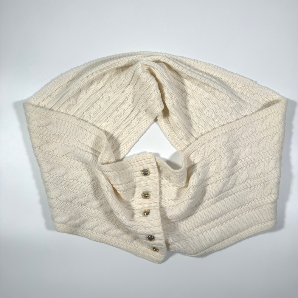 Michael Kors‎ Cream Cable Knit Button Front Infinity Scarf Wool Blend NWOT